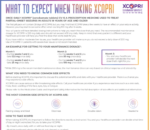 What to Expect When Taking XCOPRI PDF Screenshot