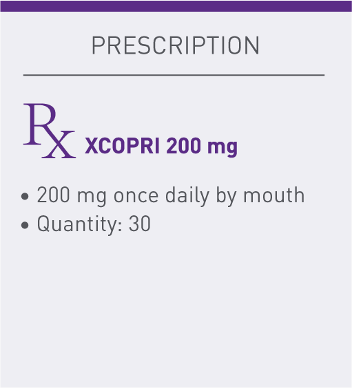 XCOPRI Cenobamate Epilepsy Medication Prescription Example Titration Schedule 200mg