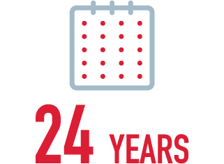 Calendar Icon Representing 24 Year Duration of Epilepsy for Patients in Both Studies