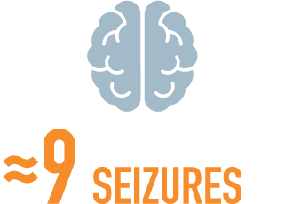 Statistic Icon Representing Median Baseline Frequency of About 9 Seizures