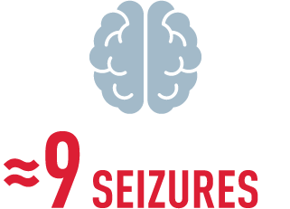 Statistic Icon Representing Median Baseline Frequency of About 9 Seizures