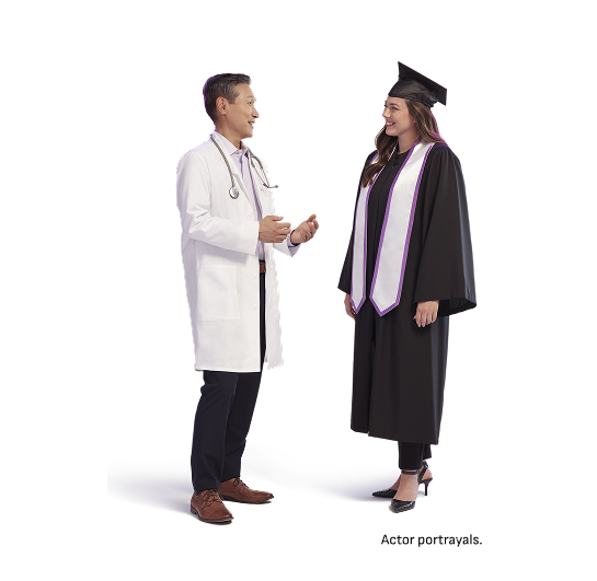 Graduation student and healthcare professional